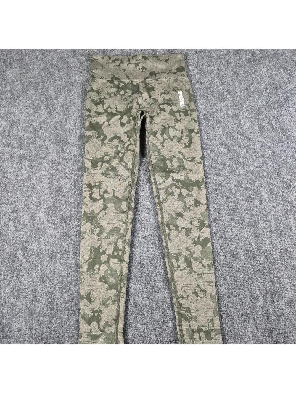 Gymshark Adapt Camo Seamless Leggings In Asphalt Army Green Size XSMALL Gym